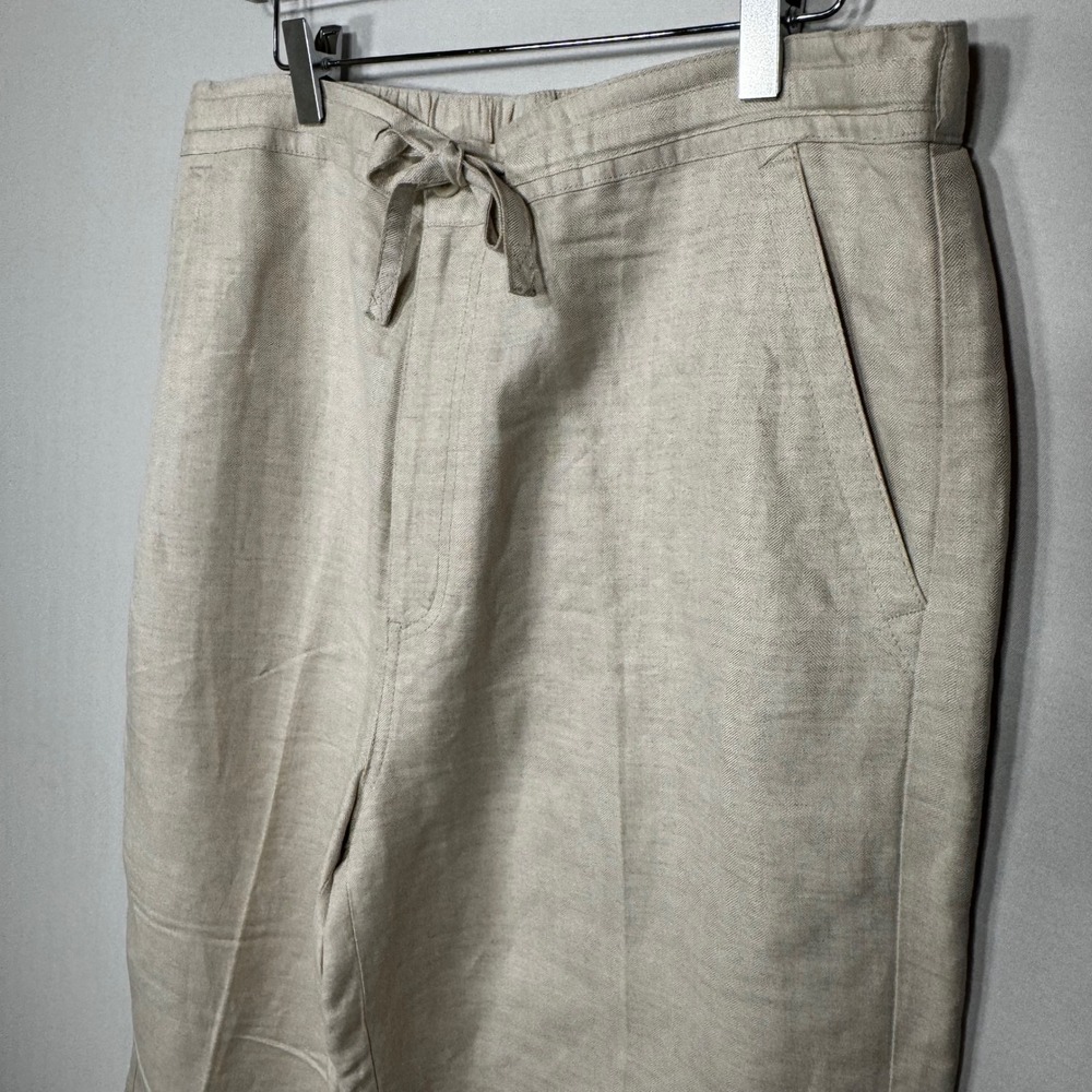 CUBANERAS Linen Blend Drawstring Waist Wide Leg Pants Beige Size Large - Picture 3 of 6